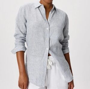 Quince European Linen Long Sleeve Striped Shirt